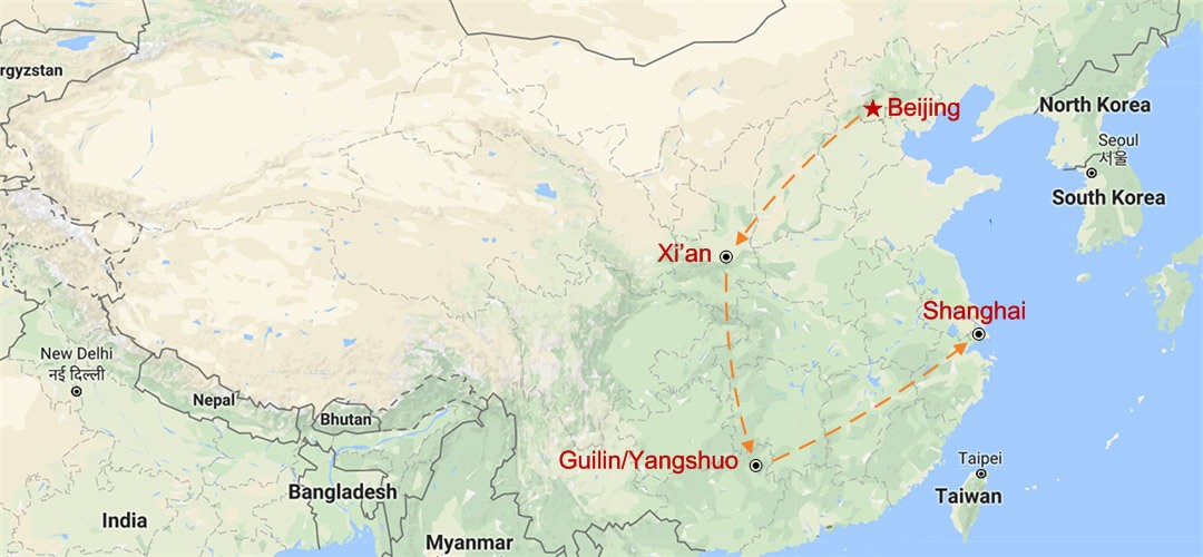 The Classic China Tour Map