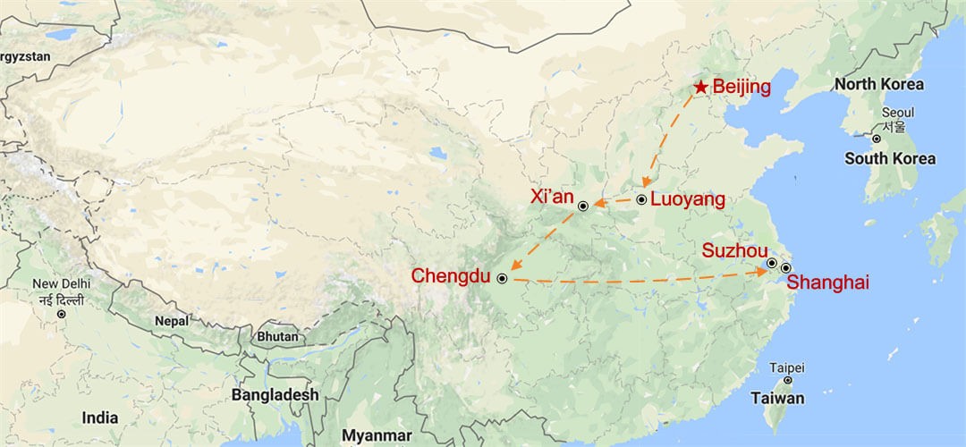 China-Höhepunkte Map