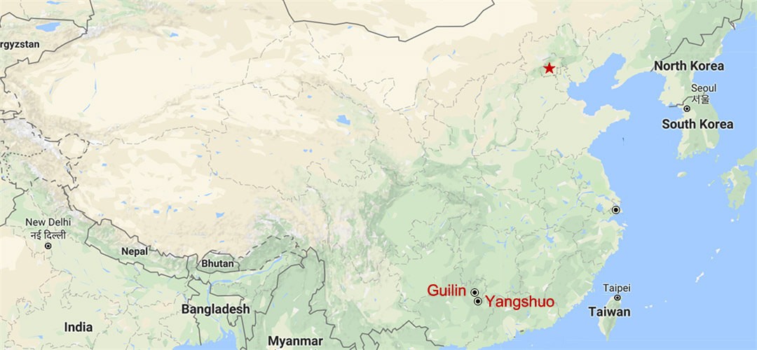 Yangshuo und Longji Reisterassen Landabenteuer Map