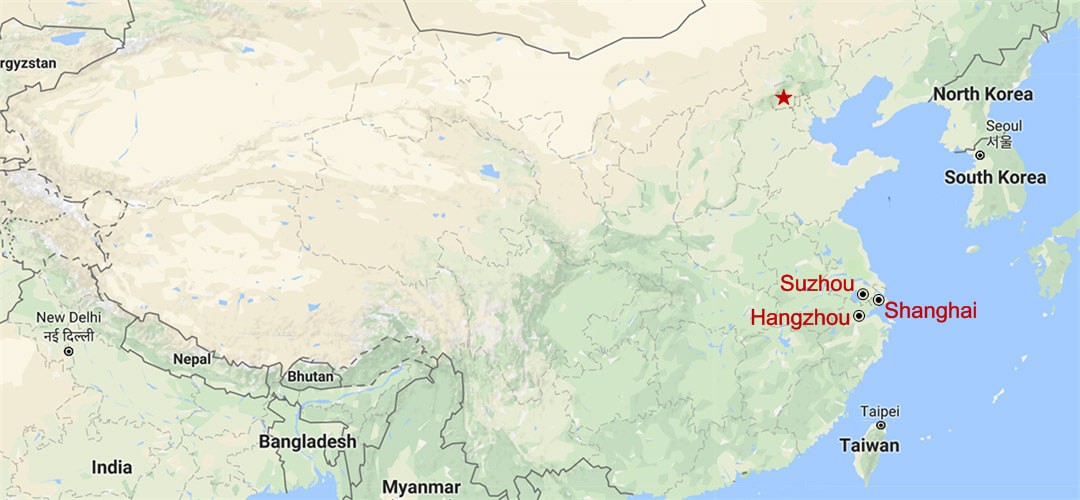 Shanghai-Suzhou-Hangzhou Triangel Tour Map