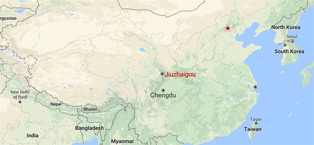 Jiuzhaigou Nationalpark Wandertour Map