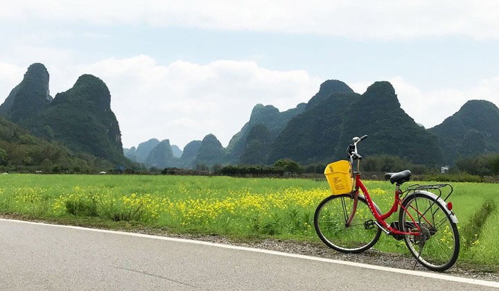 Biking in countryside of Yangshuo